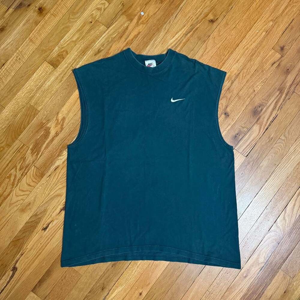 Vintage Nike Embroidered Swoosh Dark Green Sleeveless Tank Top XXL